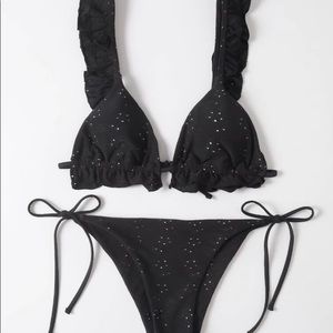 Shein black ruffle triangle bikini - never worn